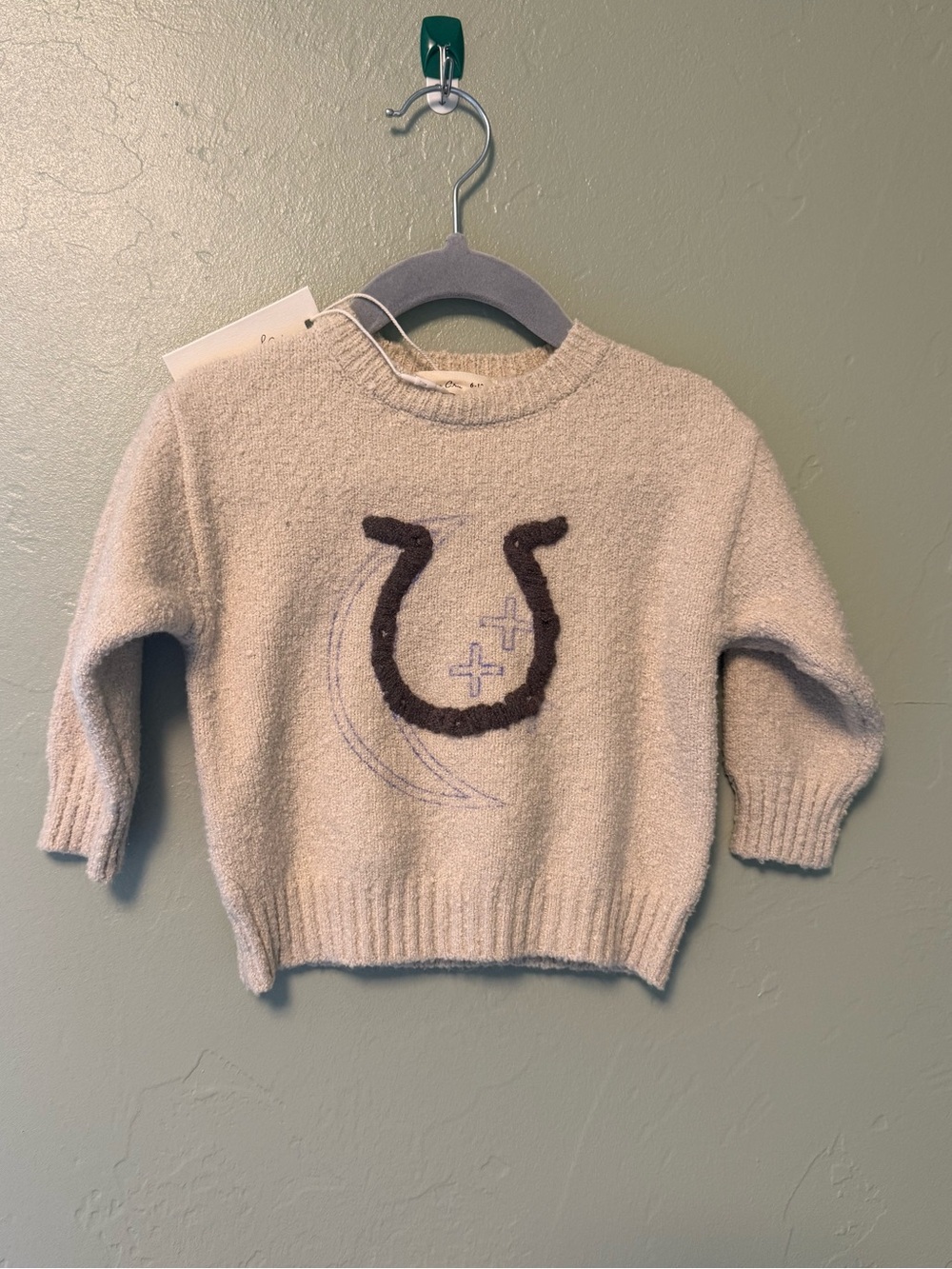 Rylee and cru horseshoe knit sweater baby size 6-12 months unisex nwt